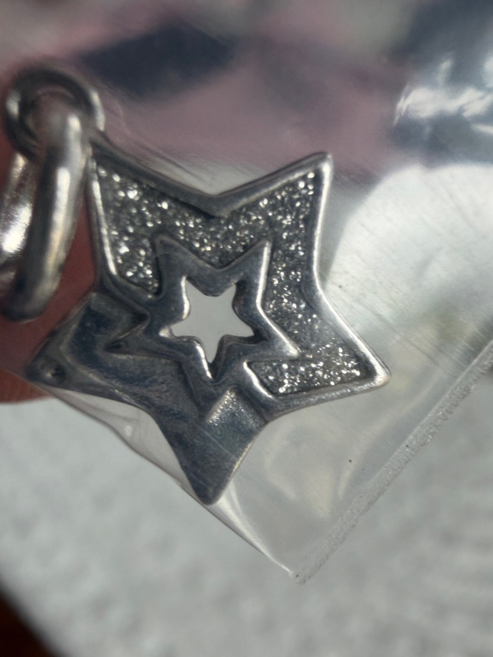 Star  Silver Pendant with Cutout Star